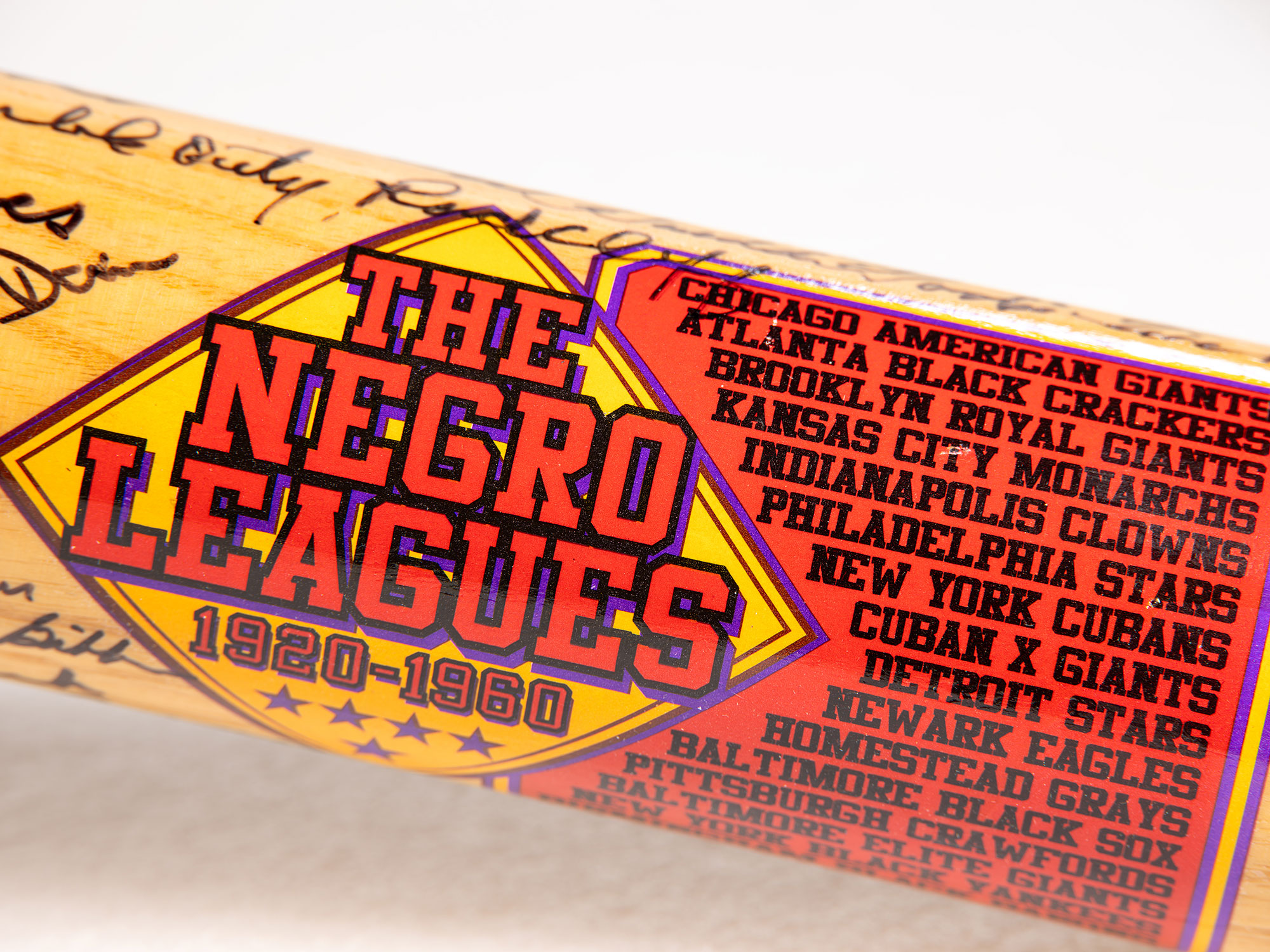 Autographed Negro League baseball bat